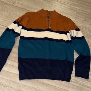 Boy’s Striped Sweater - Brown, Blue, and White